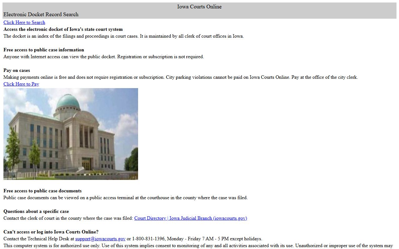 Clinton County court records search through Iowa Courts Online